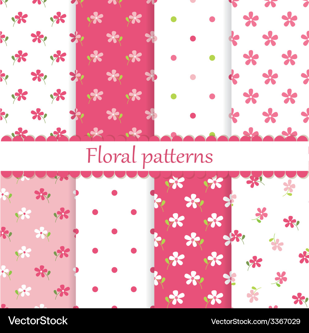 Floral Polka Dot Patterns vector image