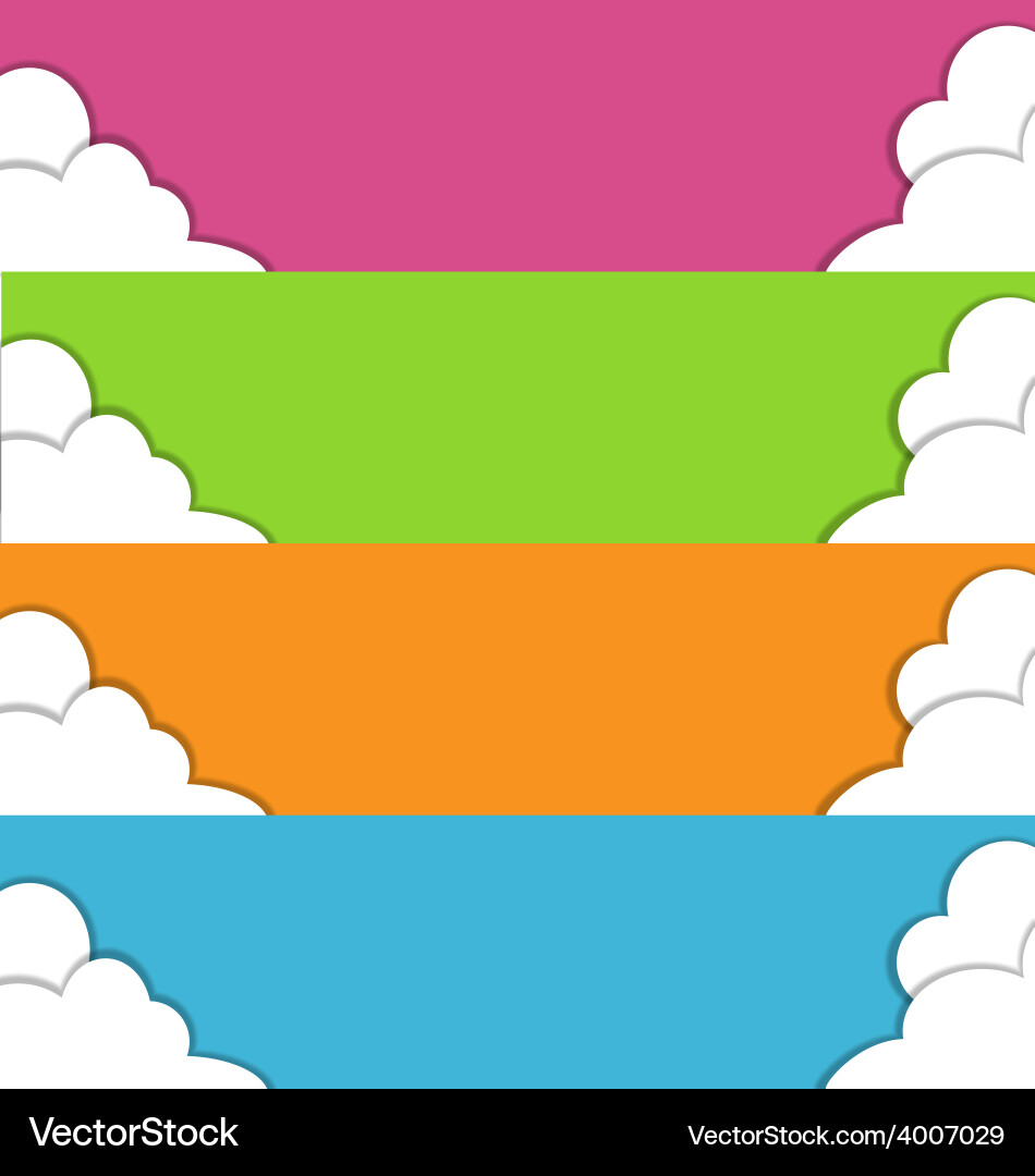 Four multicolored spring banners with clouds vector image