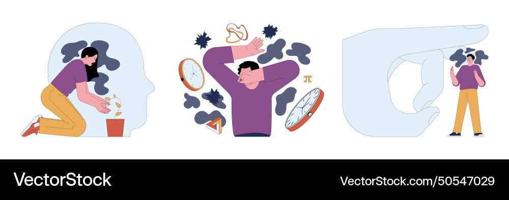 Human fears set scared characters confronting Human fears set scared characters confronting vector image