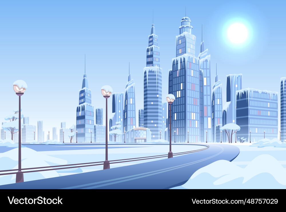 Ice snow city composition vector image