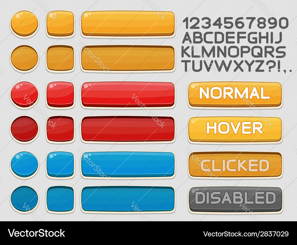 Interface buttons set for games or apps 1 Vector Image