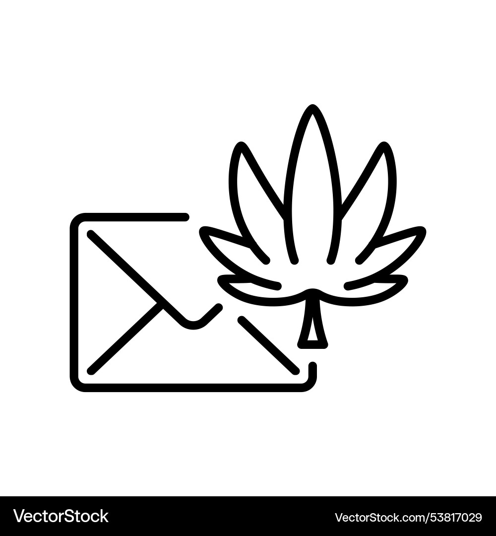 Line icons combining email and weed representing Line icons combining email and weed representing vector image