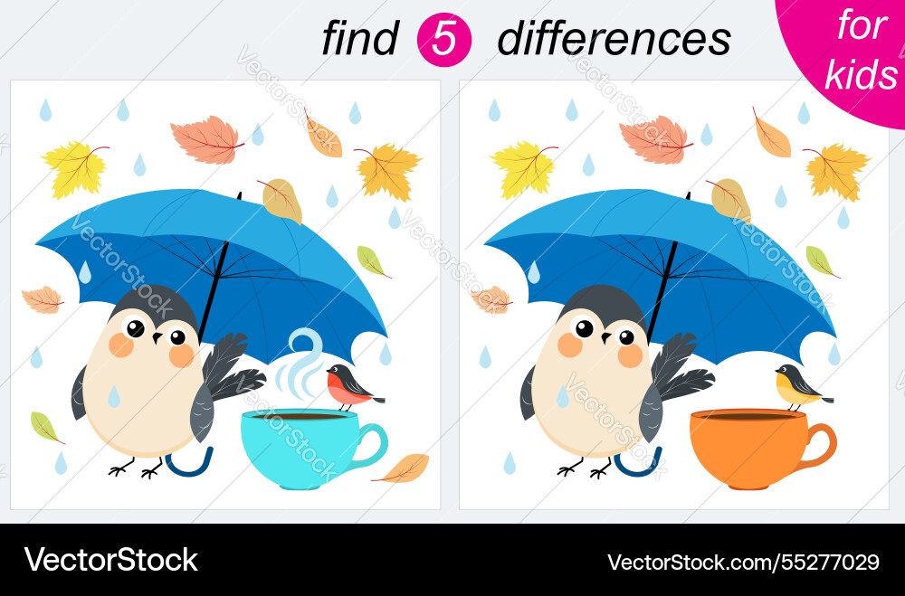 Logic puzzle game for kids you need to find 5 Vector Image