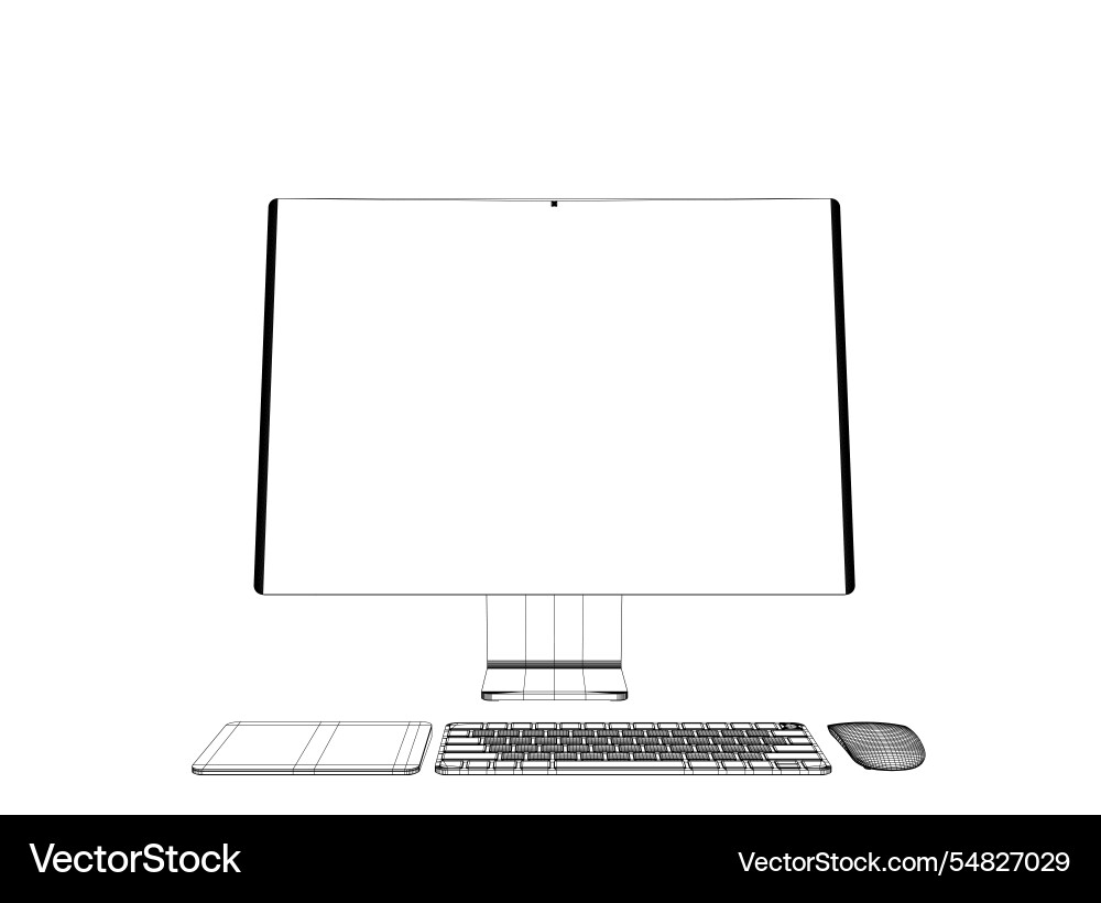 Monitor pc mockup wireframe thin frame Vector Image