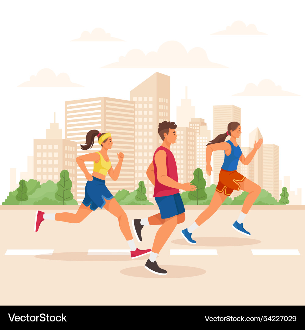 People jogging in city park People jogging in city park vector image