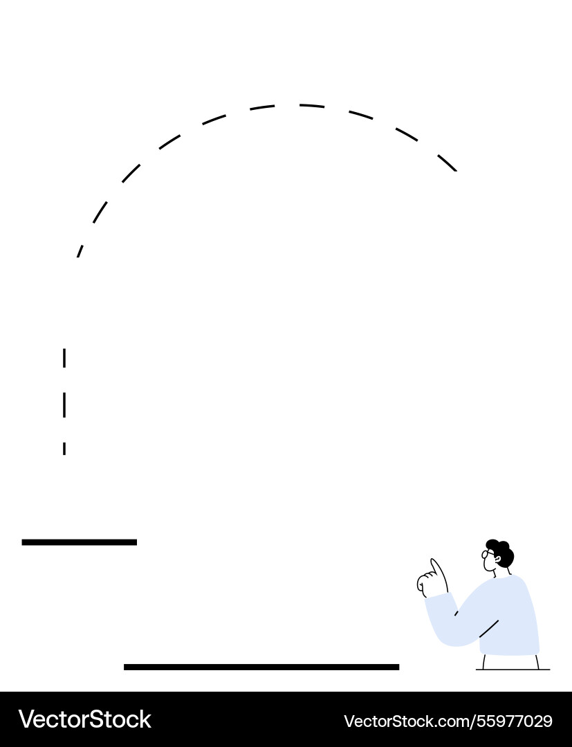 Person contemplating jump across gap with dashed Vector Image
