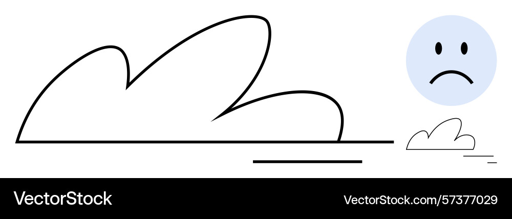 Sad face with abstract clouds representing gloomy Vector Image