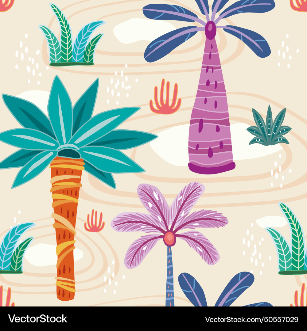 Seamless pattern with abstract decorative palms Vector Image