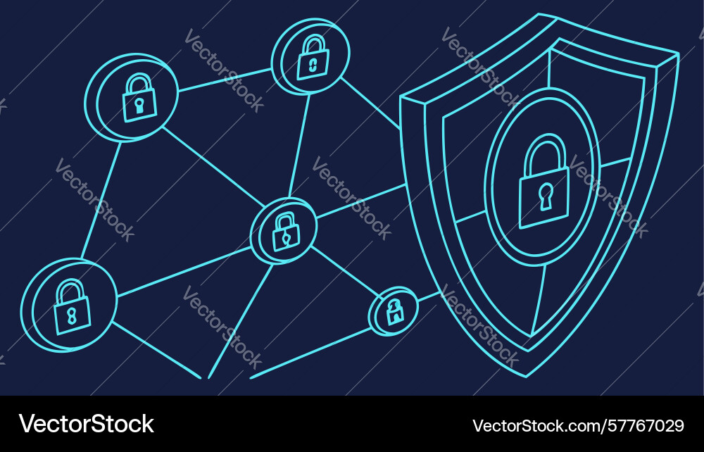 Secure network shield robust cyber defense system vector image