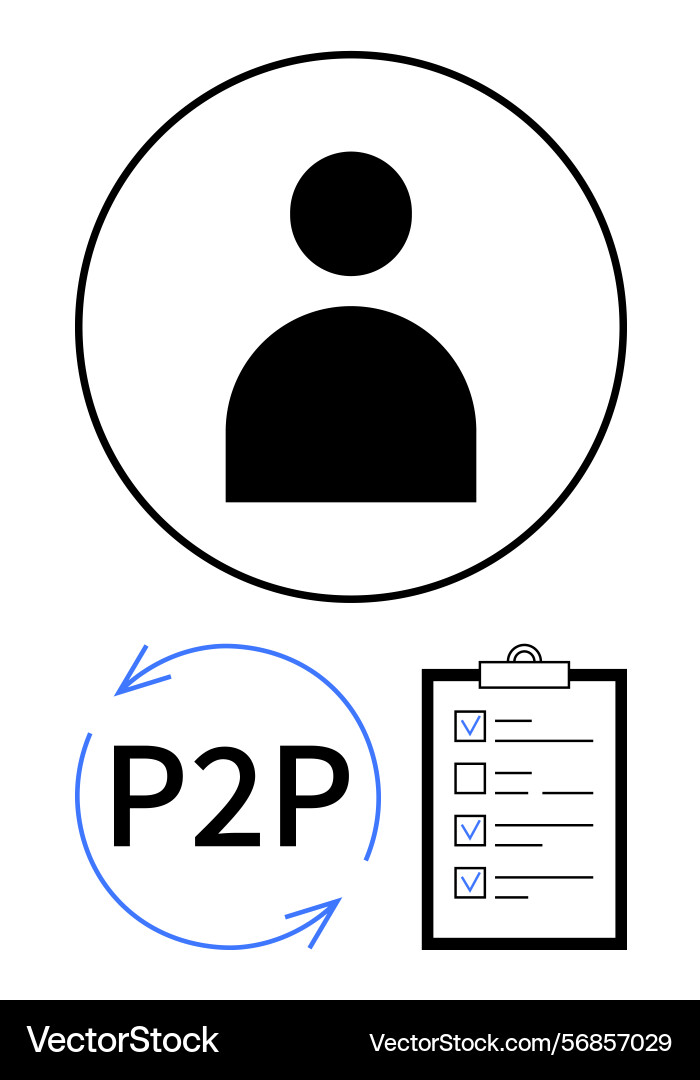 User profile with peer-to-peer workflow User profile with peer-to-peer workflow Vector Image