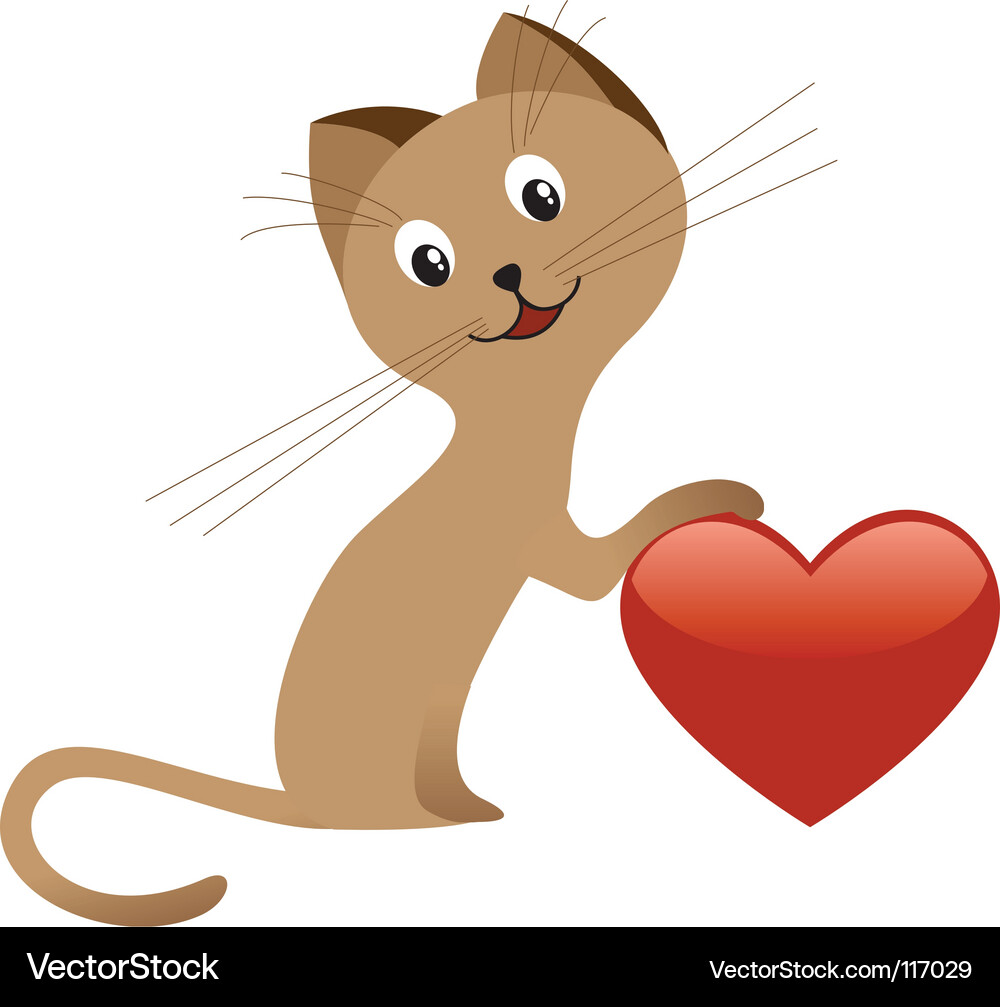 Valentines day kitten Vector Image