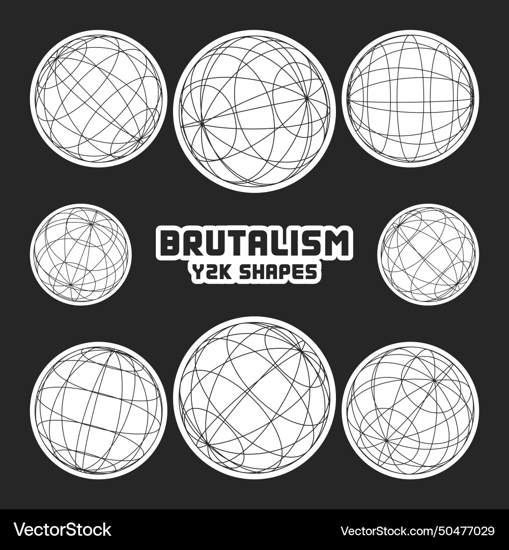 Wireframe shapes lined sphere perspective mesh vector image