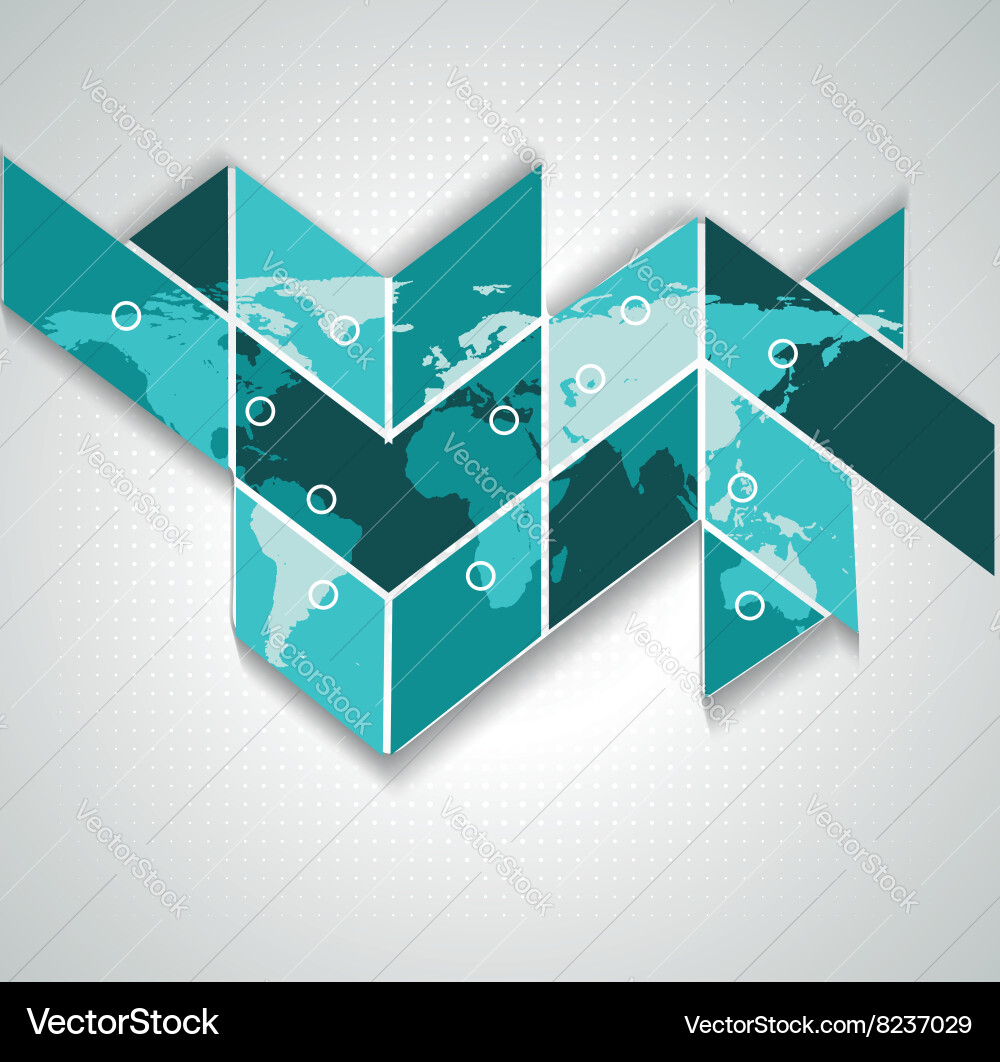 World map on puzzle background - communication vector image
