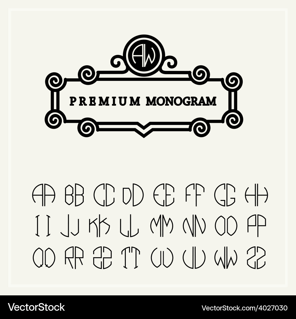 Art Nouveau Monogram Template Vector Image