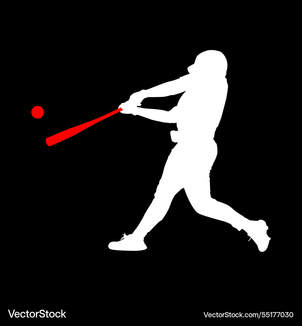 Dynamic silhouette of a baseball player in action Dynamic silhouette of a baseball player in action Vector Image