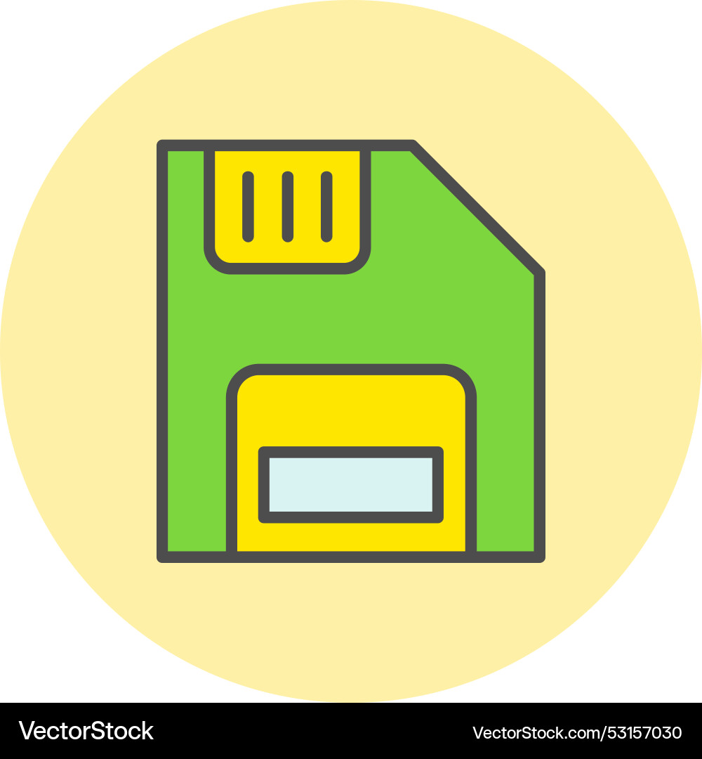 Floppy disk line filled circle icon Vector Image