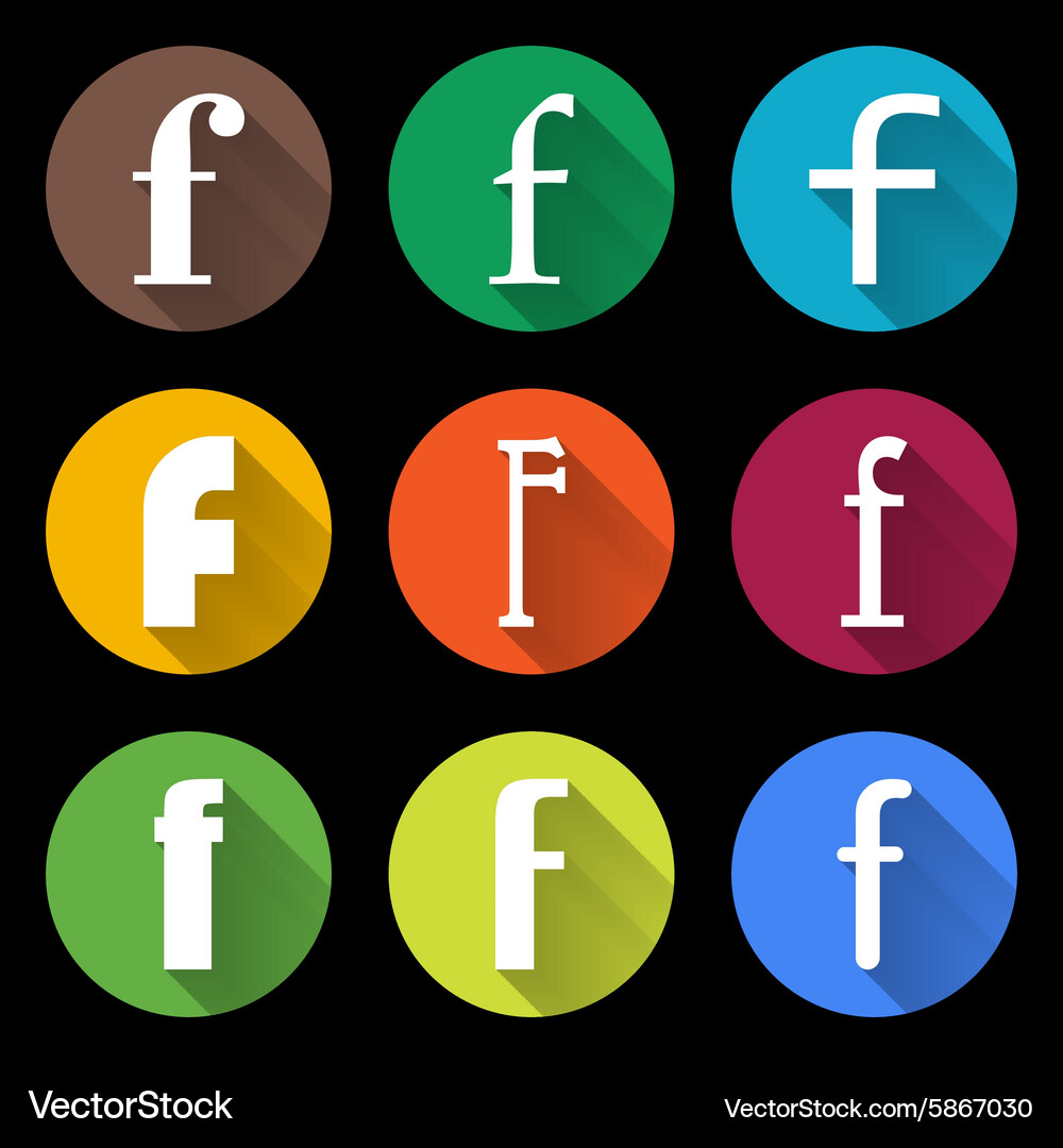 Set of letters f flat style icons for web Vector Image