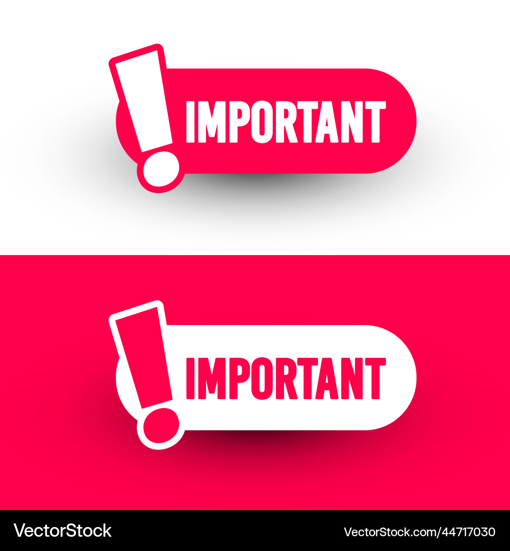 Set of rounded label with text important Set of rounded label with text important vector image
