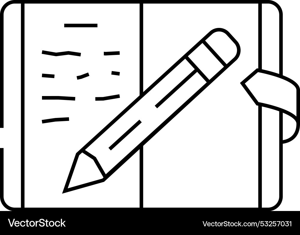 Diary notebook line icon Diary notebook line icon vector image