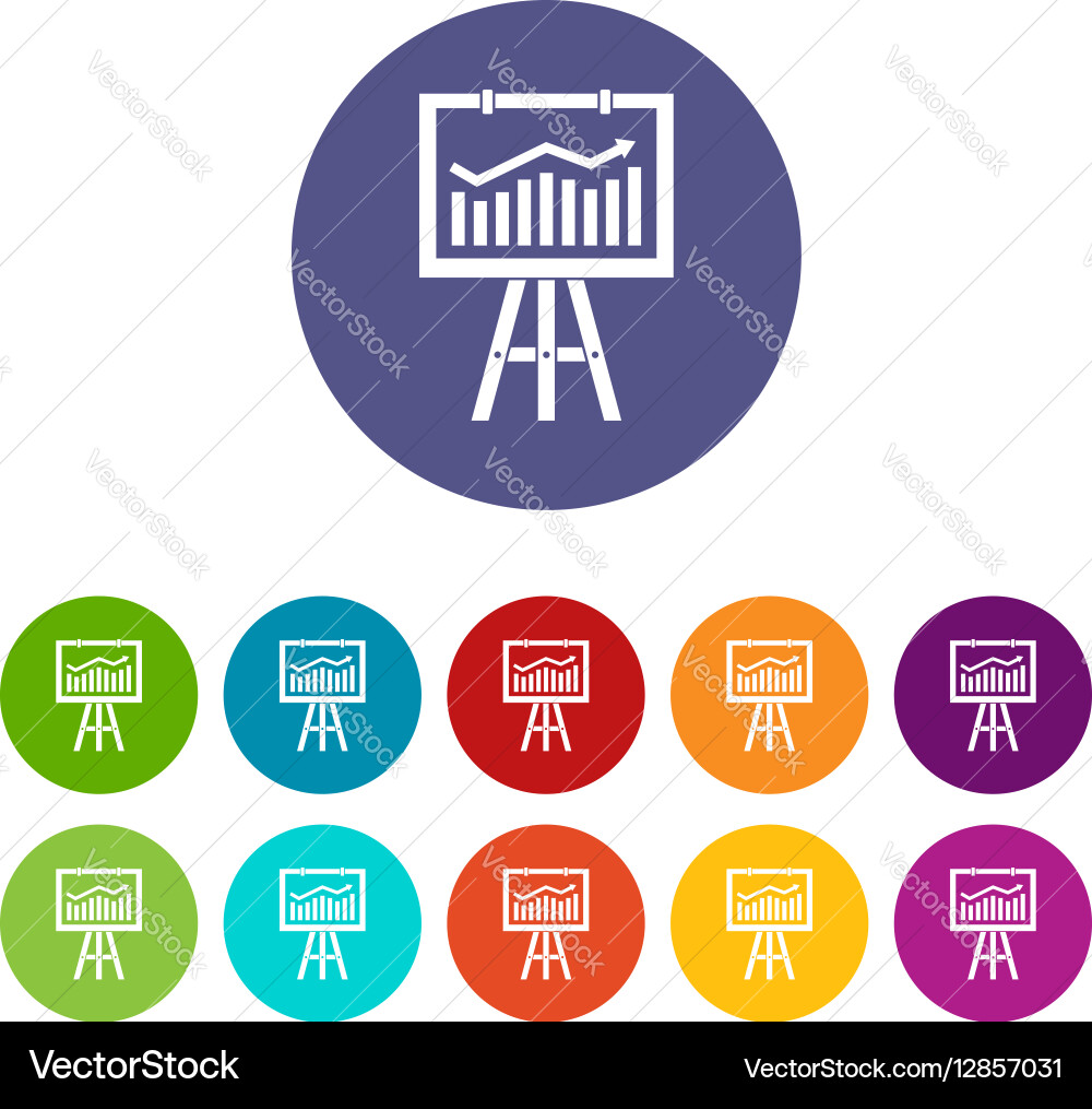 Flipchart with marketing data set icons vector image