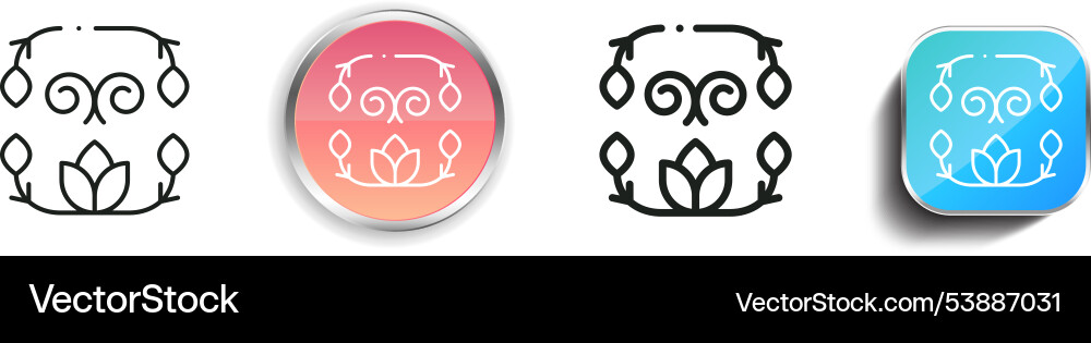 Floral design icon thin linear regular and button Floral design icon thin linear regular and button Vector Image