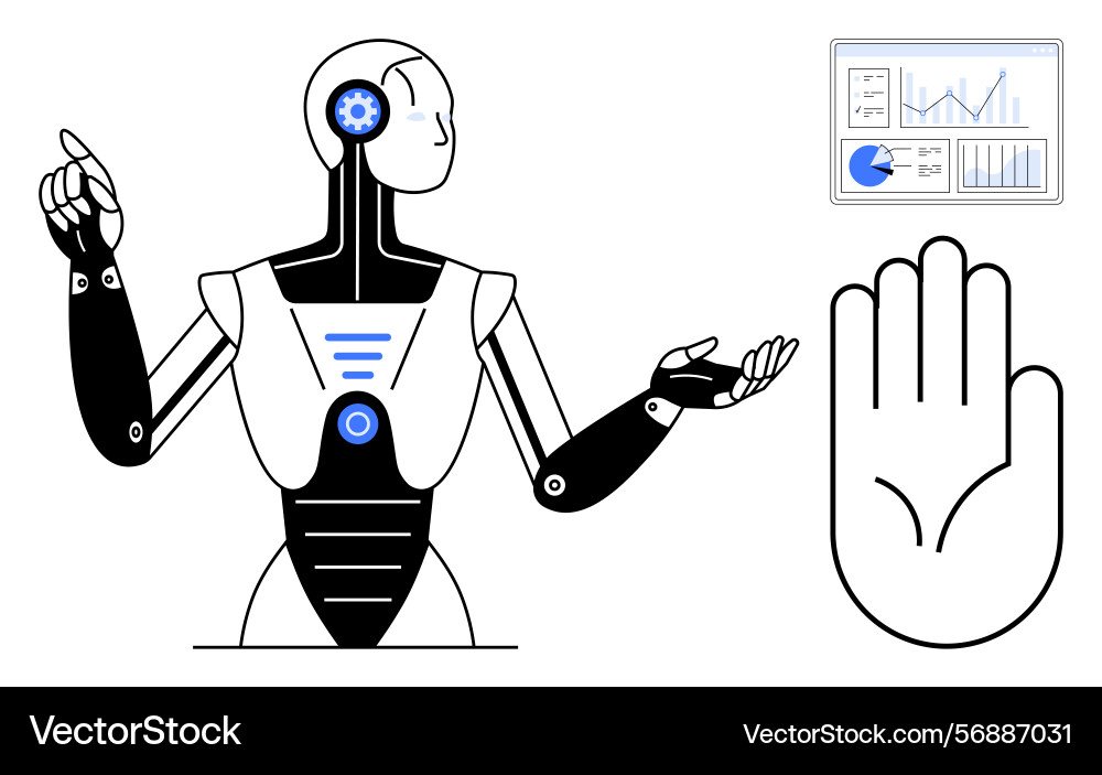 Futuristic robot presenting data analytics Futuristic robot presenting data analytics vector image