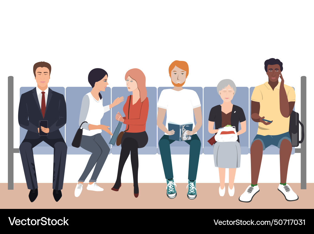 People are sitting in the subway cartoon People are sitting in the subway cartoon vector image