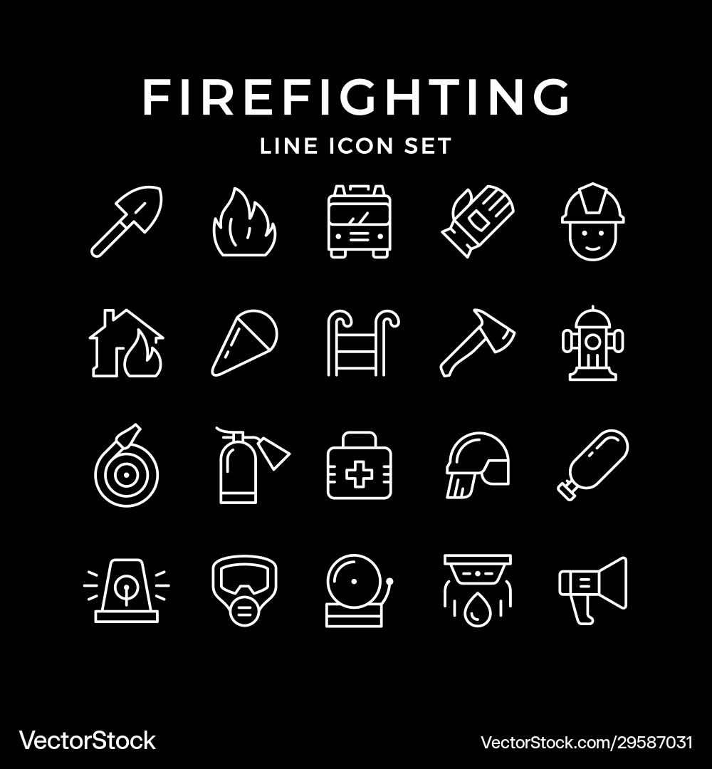 Set line icons firefighting Set line icons firefighting vector image