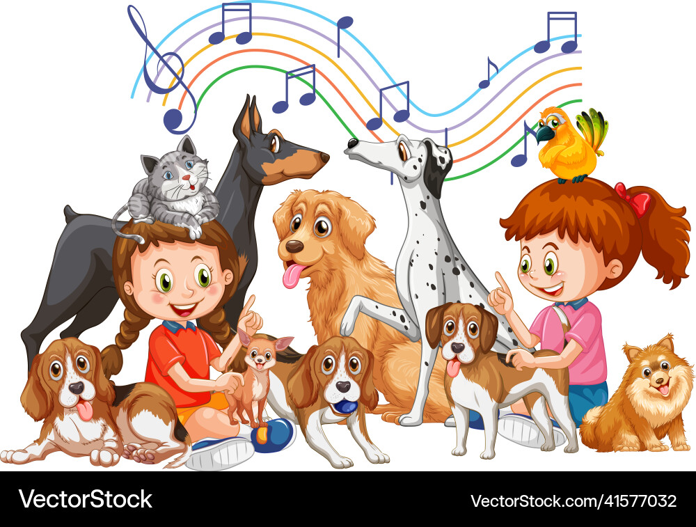 Happy children with their dogs vector image