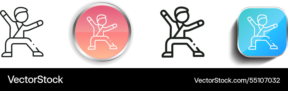 Karate icon thin linear regular and button style vector image
