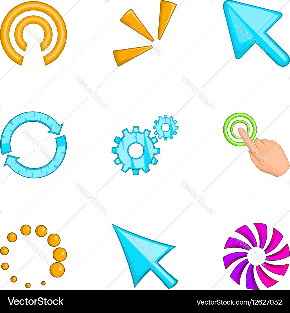 Pointer computer mouse icons set cartoon style vector image