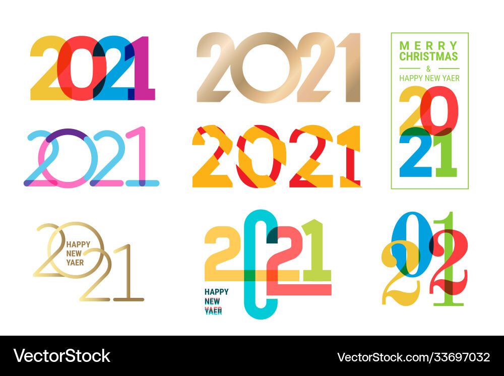Set year 2021 signs for christmas and new Set year 2021 signs for christmas and new vector image