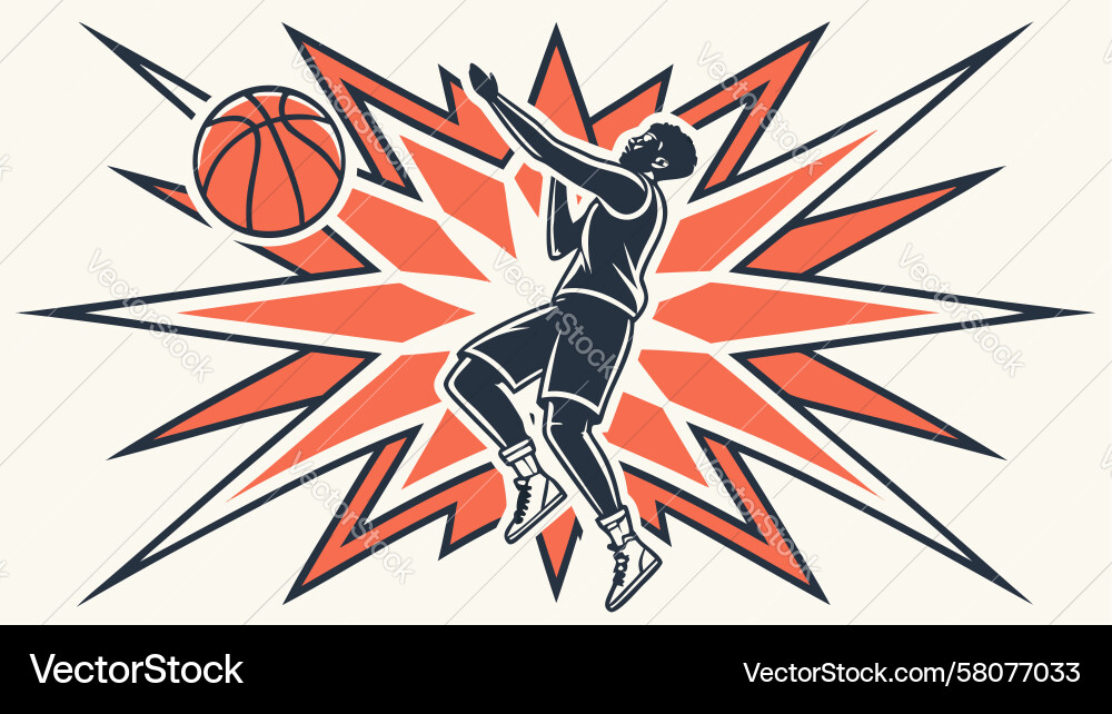 Basketball Player Jump - Dynamic Action Vector Image