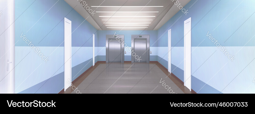 Corridor in empty building with elevator and doors Corridor in empty building with elevator and doors vector image