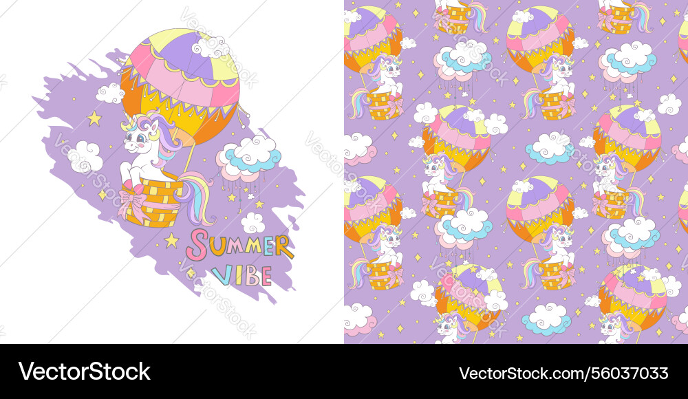 Cute Unicorn Seamless Pattern Vector Image