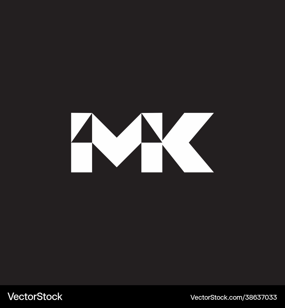 Letter mk triangles geometric mosaic logo Vector Image