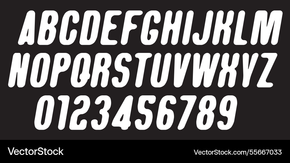 Round symmetrical simple slanted font Round symmetrical simple slanted font vector image
