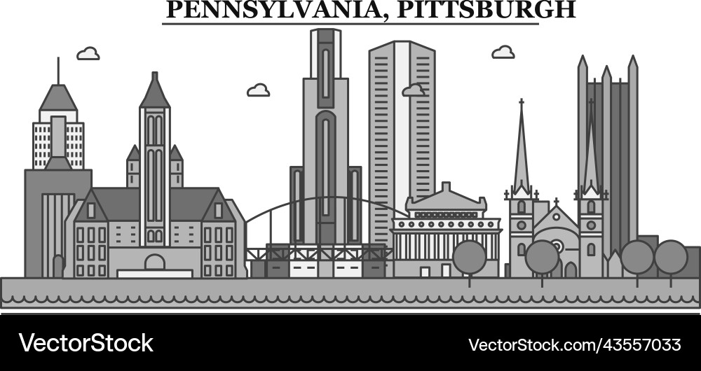 Vereinigte Staaten Pitsburgh Stadt Skyline isoliert Vereinigte Staaten Pitsburgh Stadt Skyline isoliert vektorbild
