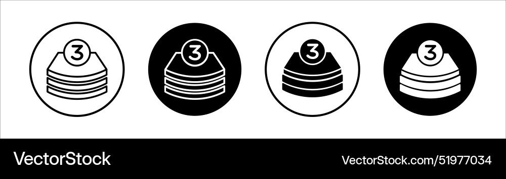 3 layer flat line icon set thin Vector Image