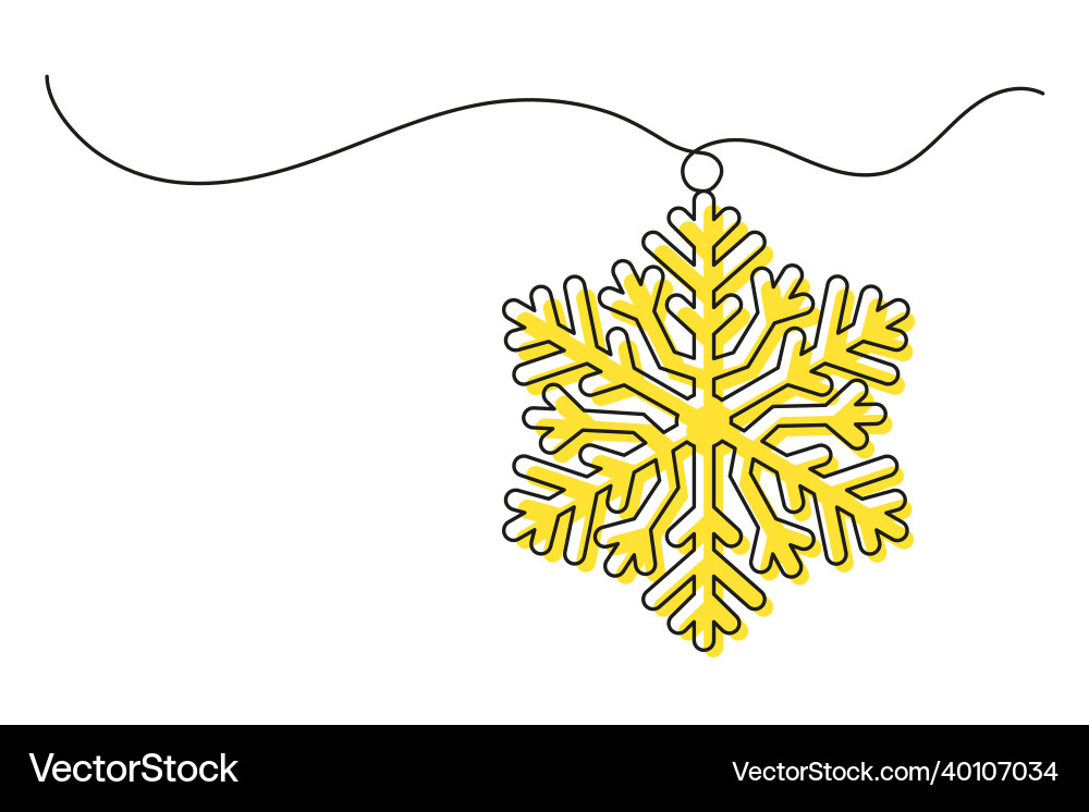 Continuous one line drawing of christmas snowflake Vector Image