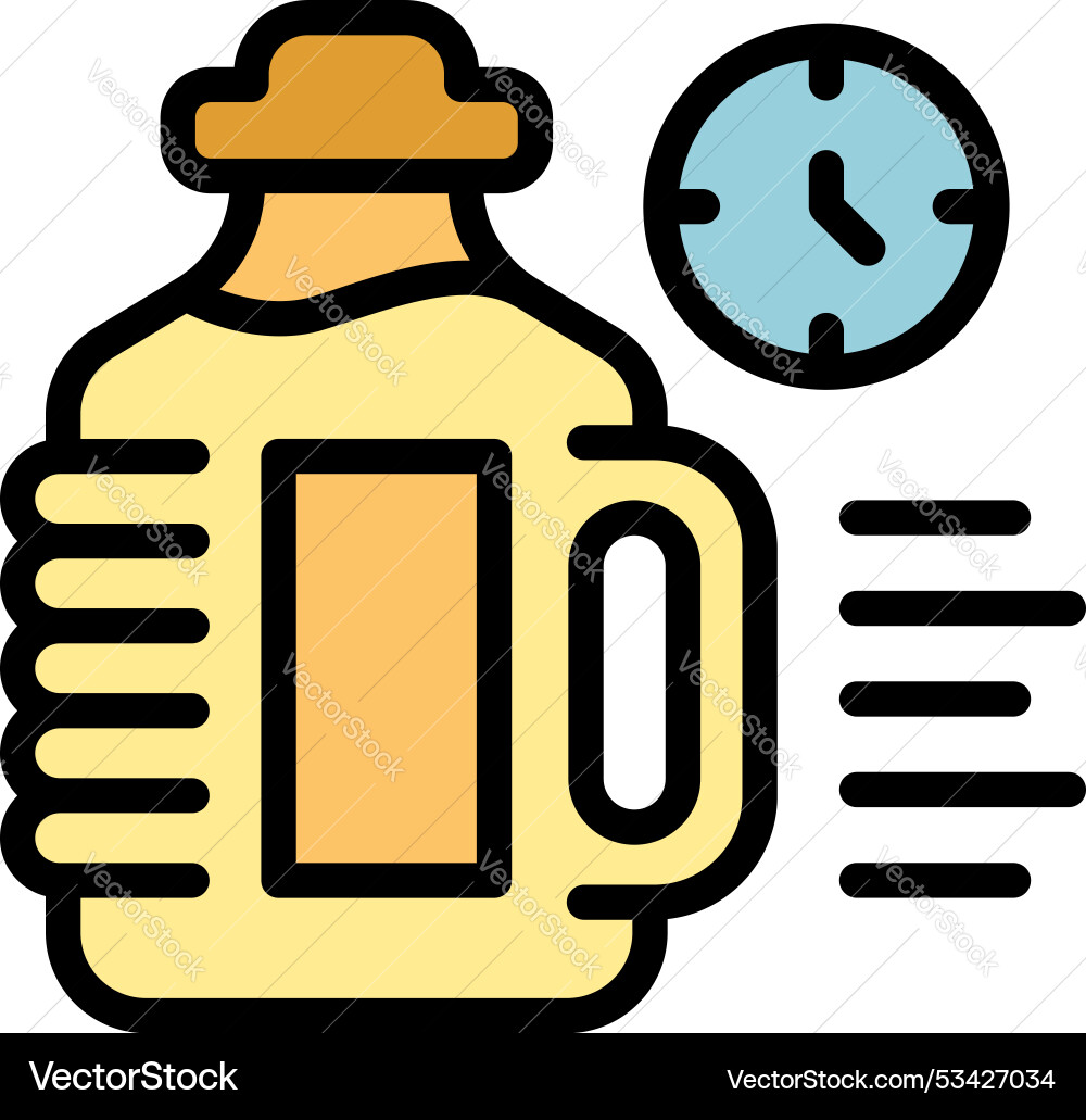 Gallon of water with clock showing passing time Gallon of water with clock showing passing time vector image