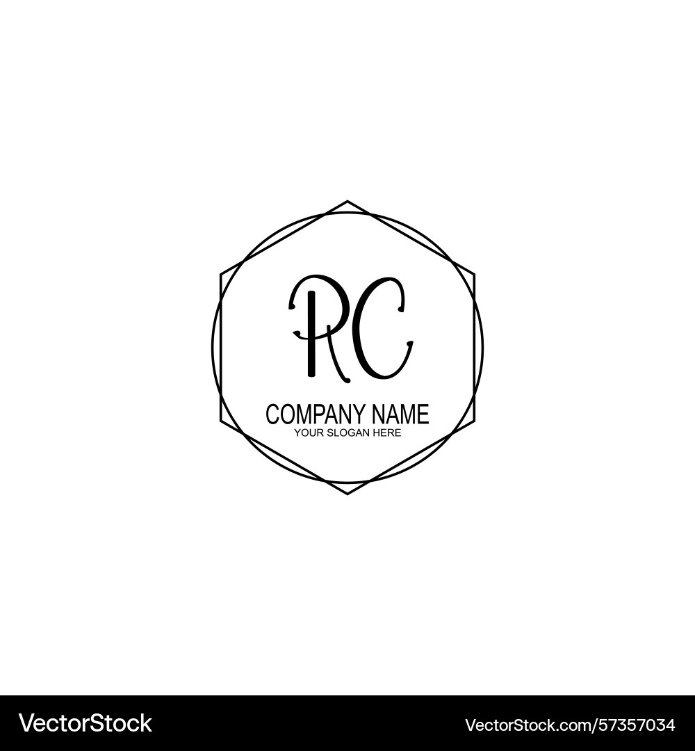 Minimalist handwritten rc initial logos with soft Vector Image