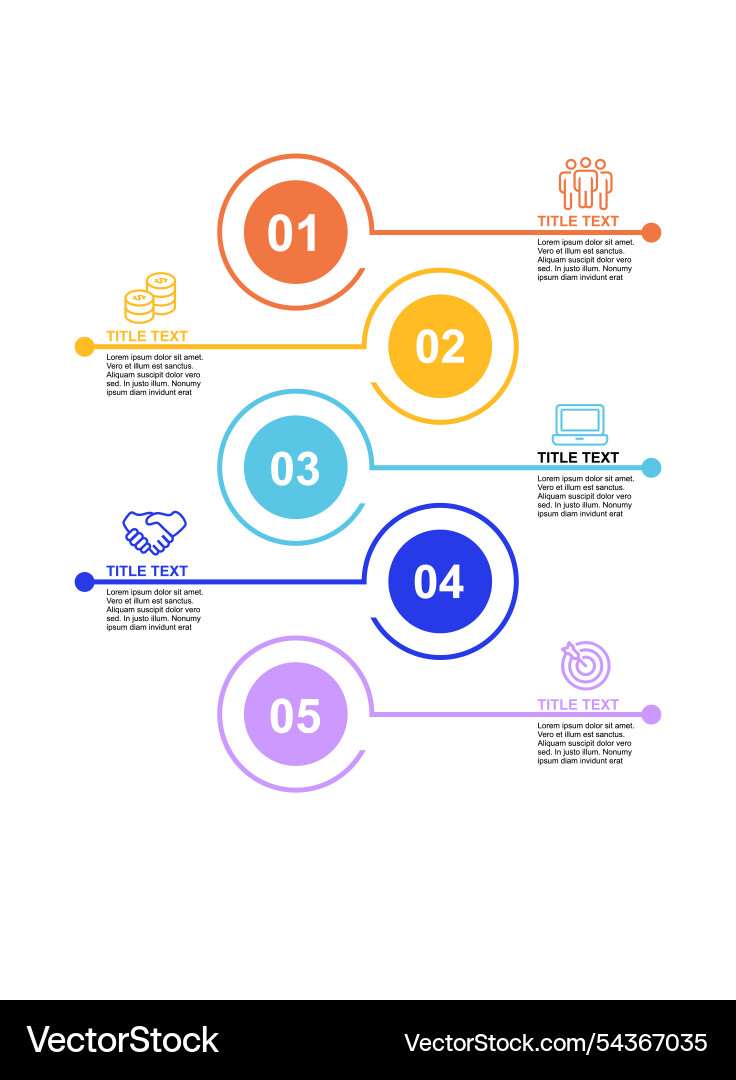 Basic infographic template with 5 steps process vector image