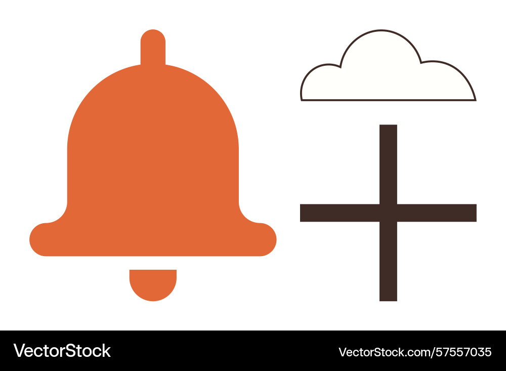 Bell notification cloud storage and add feature Bell notification cloud storage and add feature vector image