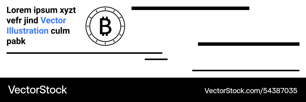 Bitcoin symbol with dummy text and horizontal Bitcoin symbol with dummy text and horizontal Vector Image