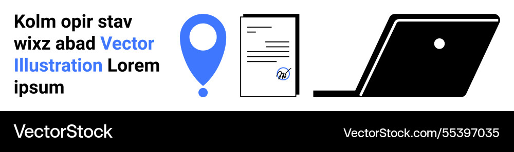 Digital location tag with document and laptop Digital location tag with document and laptop vector image