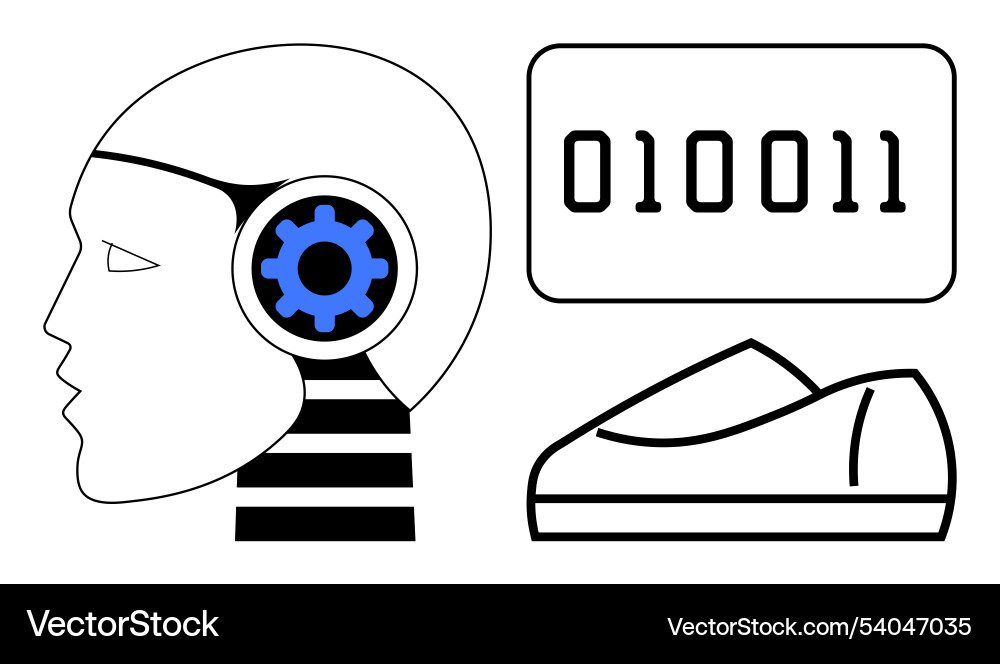 Human head with gear mechanism binary code Human head with gear mechanism binary code vector image