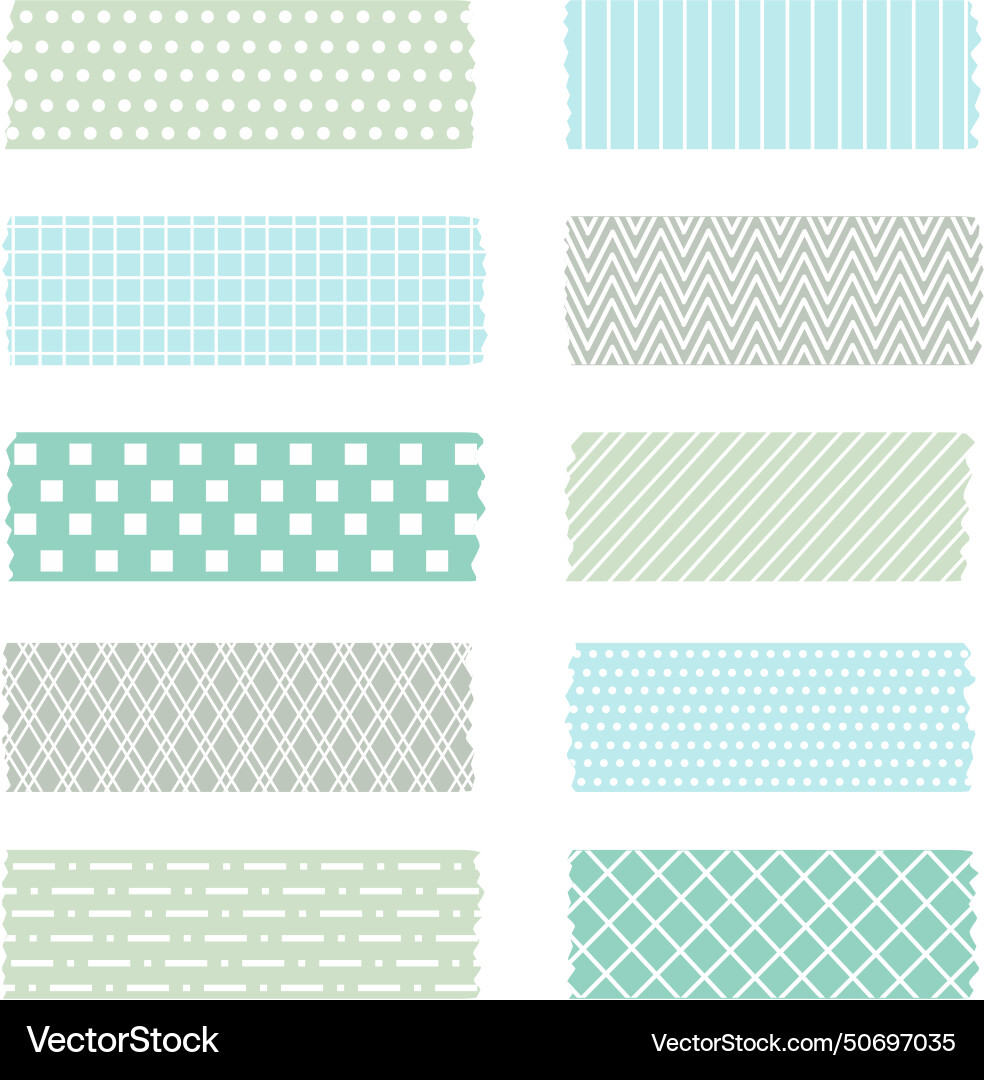 Soft color washi tape with patterns collection Soft color washi tape with patterns collection vector image