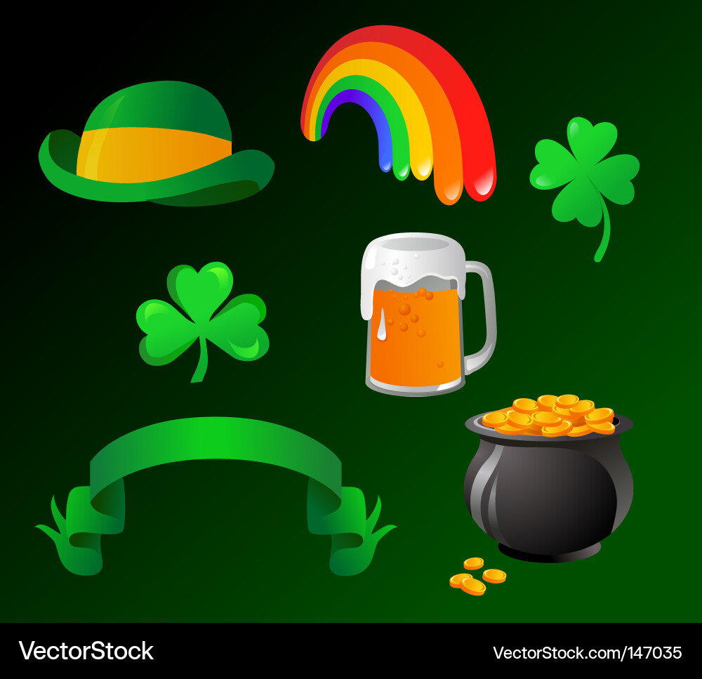 St. Patrick's Day Icon Set Vector Image