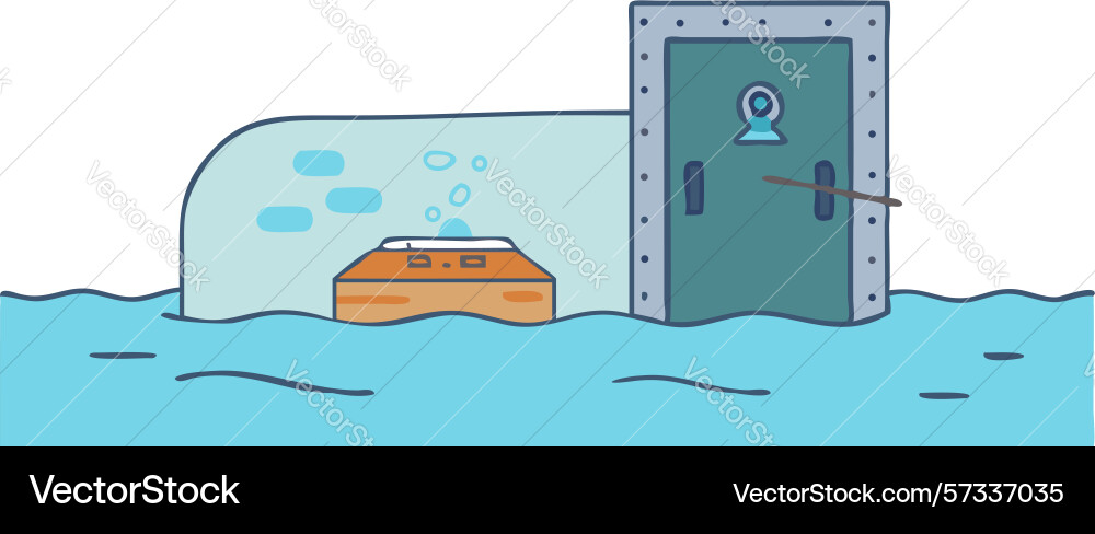 Submerged structure with visible water line Vector Image